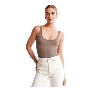 Seamless Ribbed Tank Bodysuit | Neutral Colour |Abercrombie & Fitch - Size Large